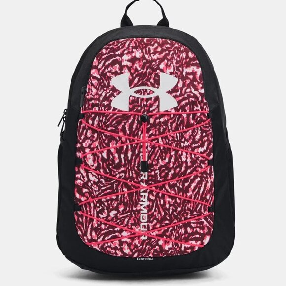 Under Armour Hustle Sport Backpack Fits 15" Laptop Raspberry/Black NEW - Picture 1 of 11